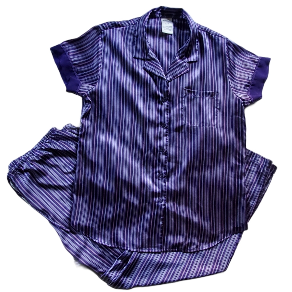 Liz Claiborne Silky Purple Stripe Pajama Set